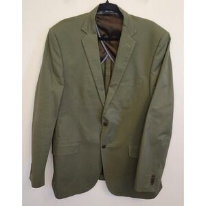 Lands End Mens Traditional Fit Olive Green Blazer‎ 44 Long Utility Sport Coat